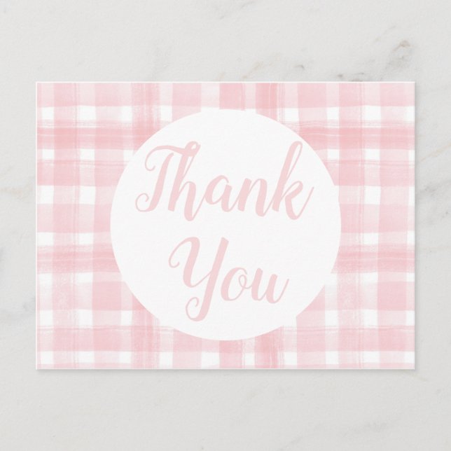 Tarjetas postales de gingham rosa Laurel Crest (Anverso)