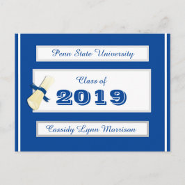 Tarjetas Postales de Graduación Azul/Blanco