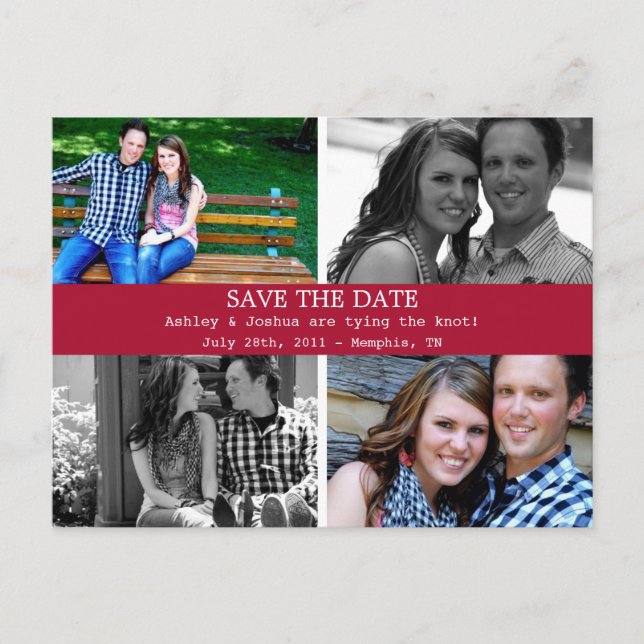 Tarjetas Postales De Guardar La Fecha De Foto Roja (Anverso)