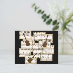 tarjetas postales de guitarras de papel de música