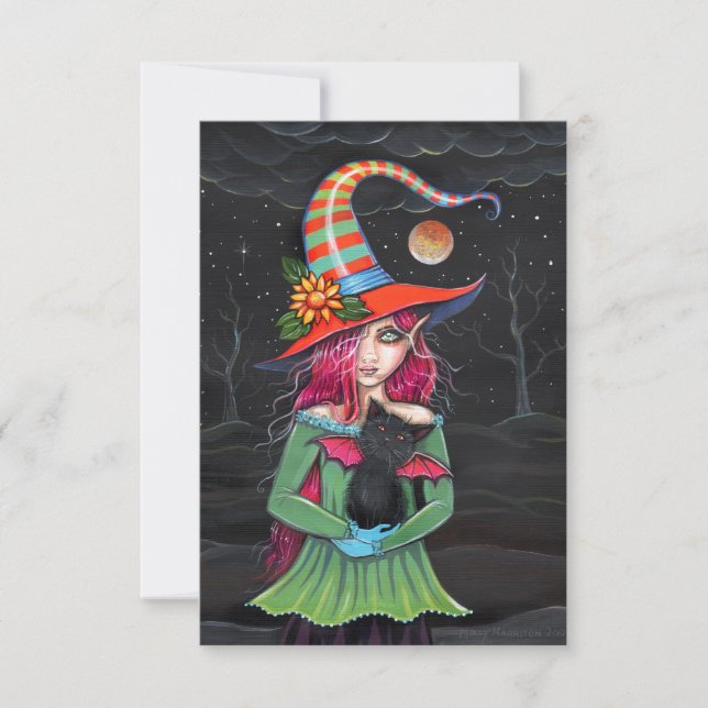 Tarjetas postales de Halloween de brujas de Little (Anverso)