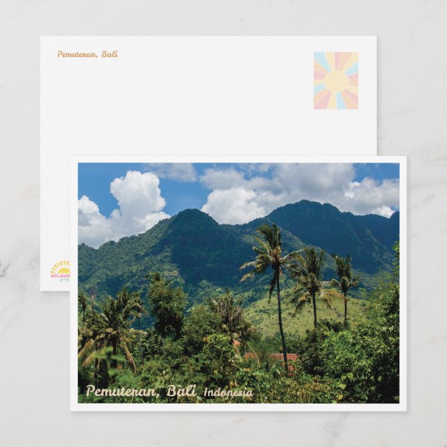 Tarjetas postales de las montañas de Pemuteran Bal (Anverso / Reverso)
