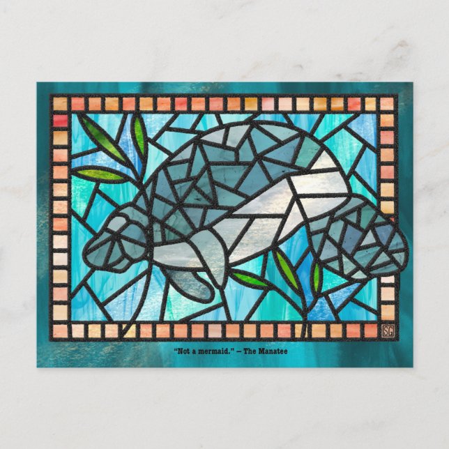 Tarjetas Postales de Manatí de Vidrio Emplomado (Anverso)