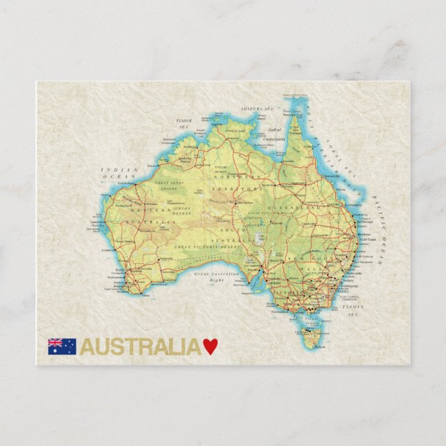 TARJETAS POSTALES DE MAPAS ♥ Australia (Anverso)