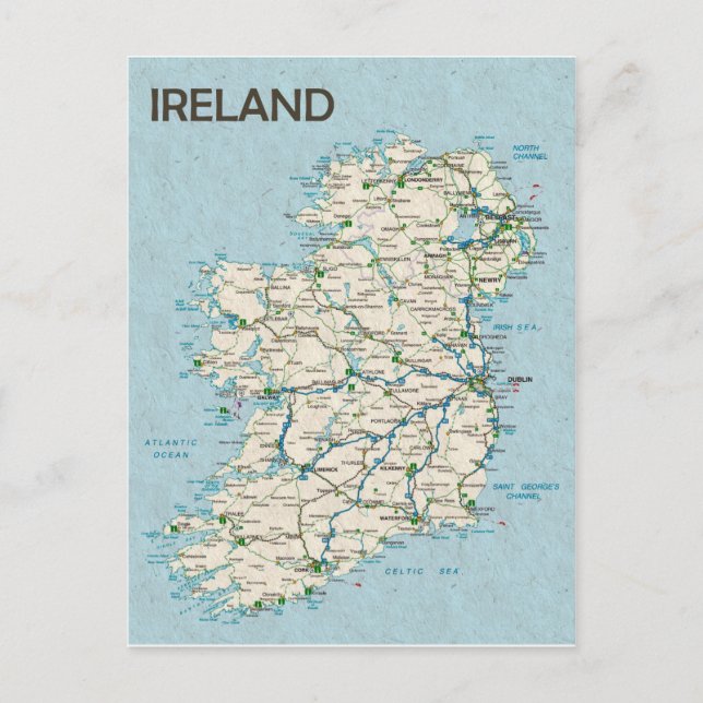 TARJETAS POSTALES DE MAPAS ♥ Irlanda (Anverso)