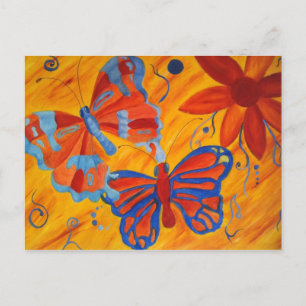 tarjetas postales de mariposas y flores