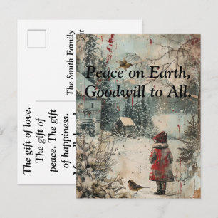 Tarjetas postales de Navidad personalizadas Paz en