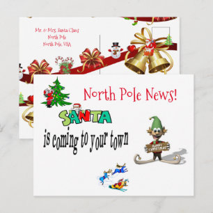 Tarjetas postales de Navidad Polo Norte Santa Elfo