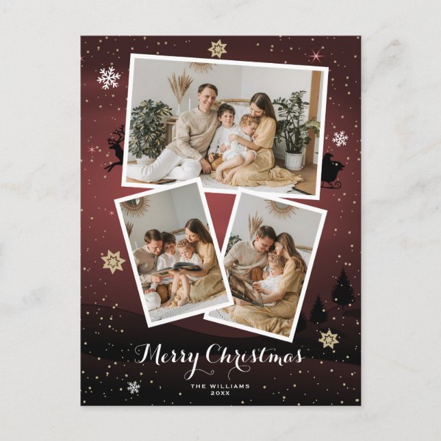 Tarjetas Postales de Navidad Rojas Merry Christmas (Anverso)