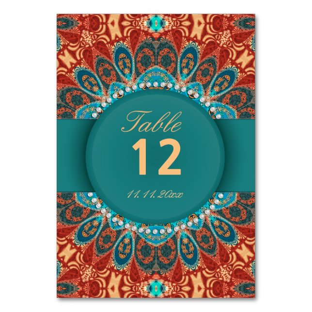 Tarjetas postales de número de mesa de boda de Boh (Anverso)