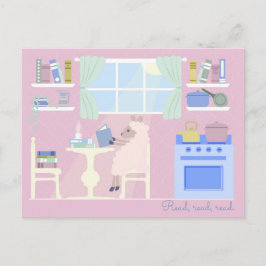 Tarjetas Postales de Ovejas Leyendo en la Cocina