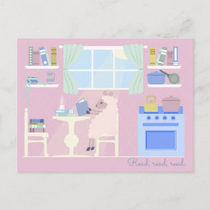 Tarjetas Postales de Ovejas Leyendo en la Cocina