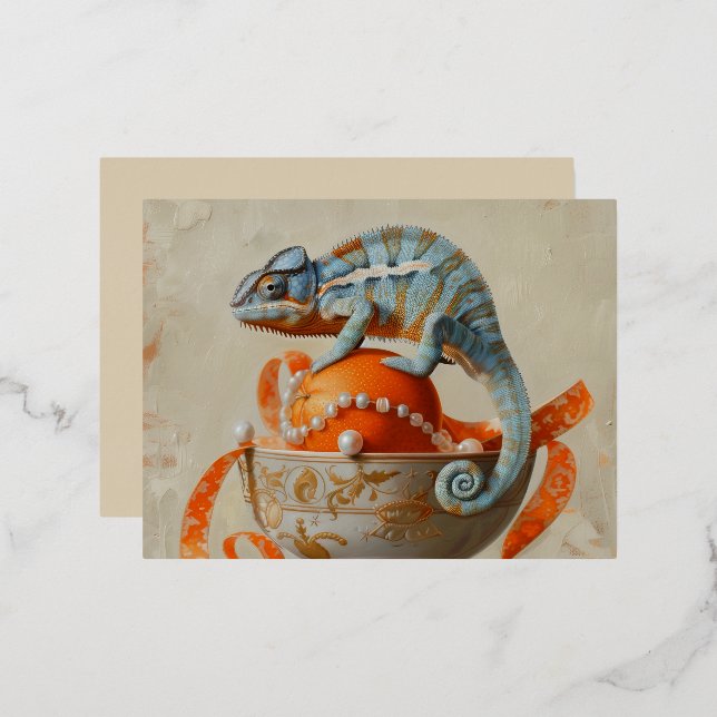 Tarjetas postales de papel de aluminio naranja (Anverso/Reverso)