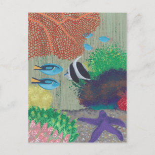 Tarjetas postales de pinturas de peces tropicales 