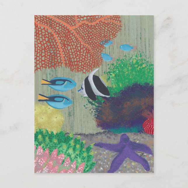 Tarjetas postales de pinturas de peces tropicales  (Anverso)