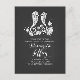 Tarjetas postales de playa con pizarra para salvar