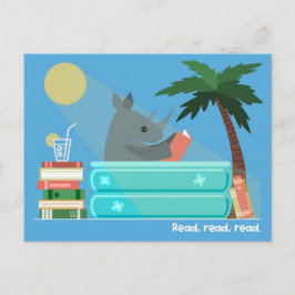 Tarjetas postales de Rinoceronte leyendo en la pis