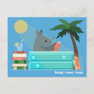 Tarjetas postales de Rinoceronte leyendo en la pis