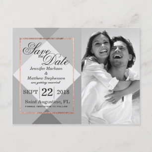 Tarjetas Postales de Rose Gold Gray Geo para Anunc