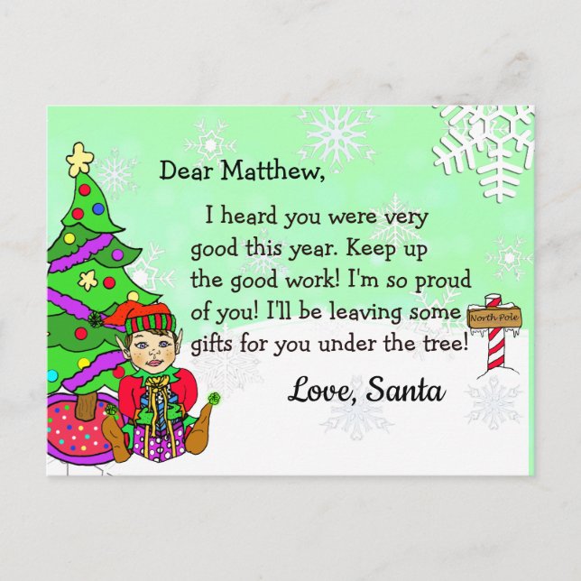 Tarjetas postales de Santa: Elfo navideño (Anverso)
