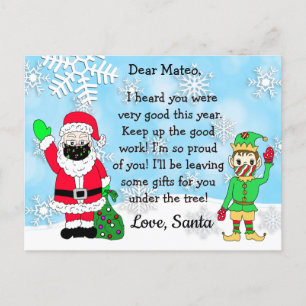 Tarjetas postales de Santa: Santa y duende con mas