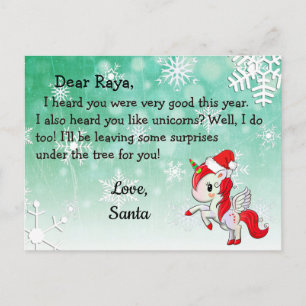 Tarjetas postales de Santa: Unicornio Rojo con Som