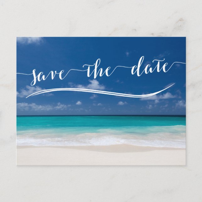 Tarjetas postales de Save The Date de playa con ca (Anverso)