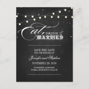 Tarjetas postales de SAVE THE DATE para comer, beb
