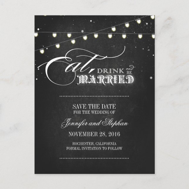 Tarjetas postales de SAVE THE DATE para comer, beb (Anverso)