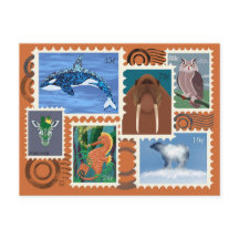 Tarjetas postales de sellos de animales