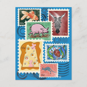 Tarjetas postales de sellos postales de animales 1