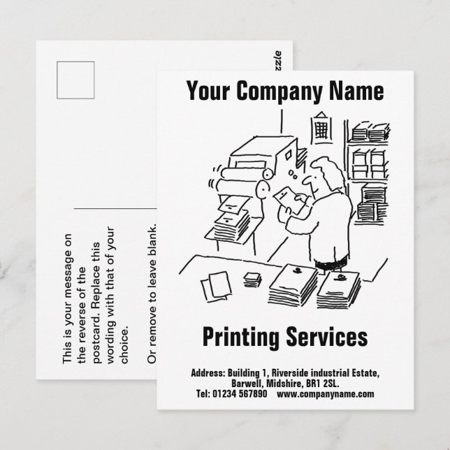 Tarjetas postales de servicios generales de impres (Anverso / Reverso)
