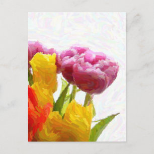 Tarjetas Postales de Tulipanes Purpuras y Amarillo