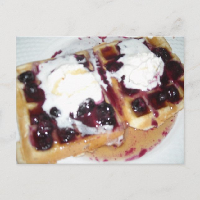 Tarjetas Postales de Waffles de Arándanos con Crem (Anverso)