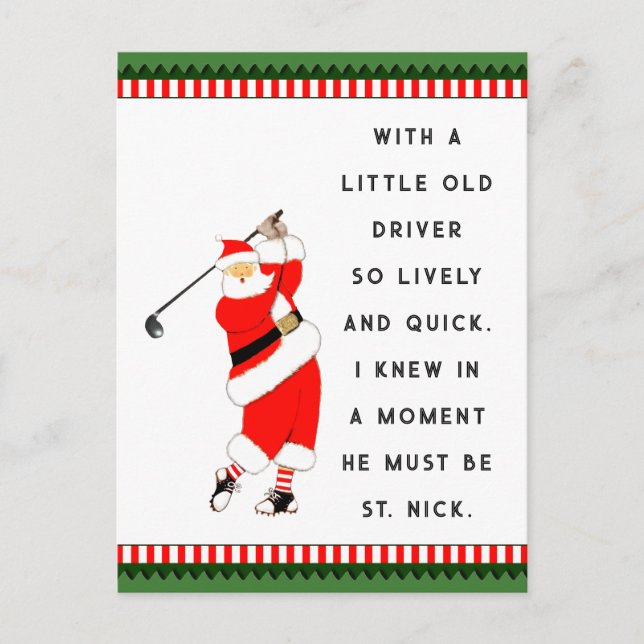 Tarjetas postales divertidas de golf y Navidad (Anverso)