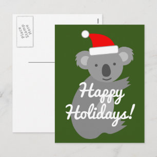 Tarjetas postales divertidas de Navidad de koala c