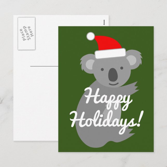 Tarjetas postales divertidas de Navidad de koala c (Anverso / Reverso)