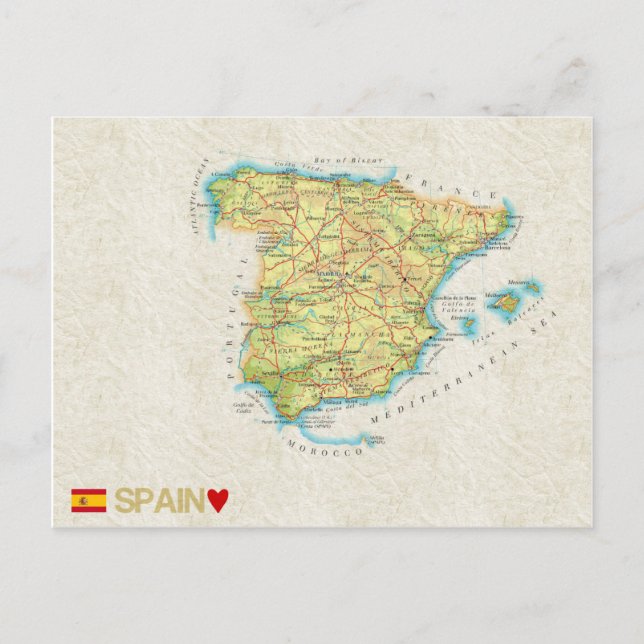 TARJETAS POSTALES MAPA ♥ España (Anverso)