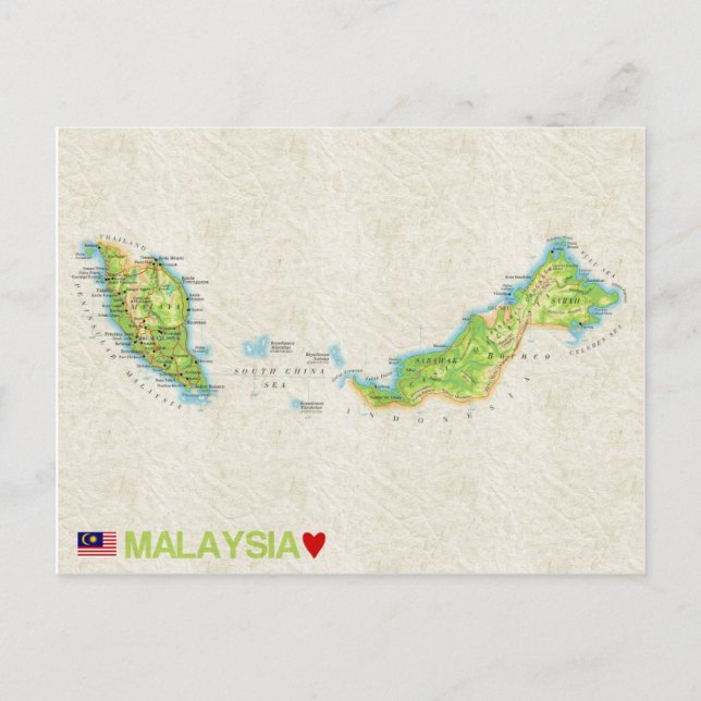TARJETAS POSTALES MAPA ♥ Malasia (Anverso)