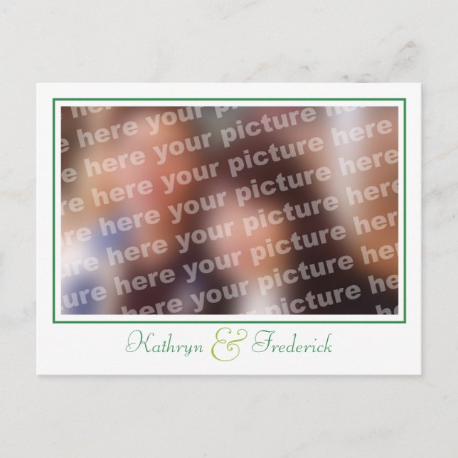 Tarjetas postales personalizadas de boda verde par (Anverso)