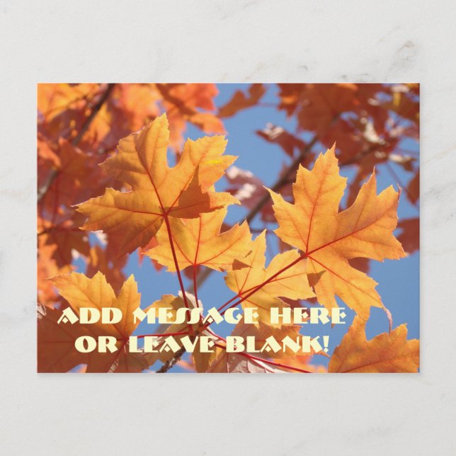 Tarjetas Postales Personalizadas Hojas de Otoño Na (Anverso)