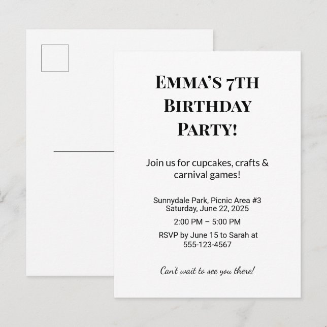 Tarjetas Postales Personalizadas para Anunciar Fie (Anverso / Reverso)