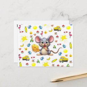 Tarjetas Postales Ratón Mono Queso Gatos Camiones