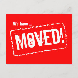Tarjetas postales rojas de mudanza con sello de go