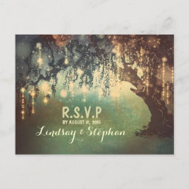 tarjetas postales RSVP de árbol de luces de cadena