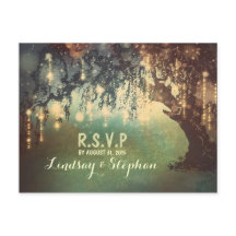 tarjetas postales RSVP de árbol de luces de cadena