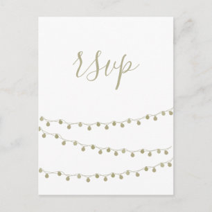 Tarjetas postales Rsvp de boda modernas con luces 