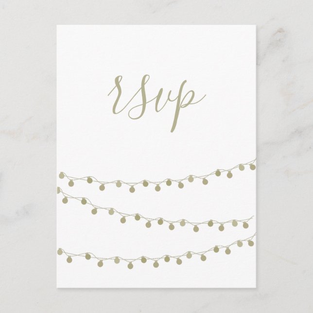 Tarjetas postales Rsvp de boda modernas con luces  (Anverso)