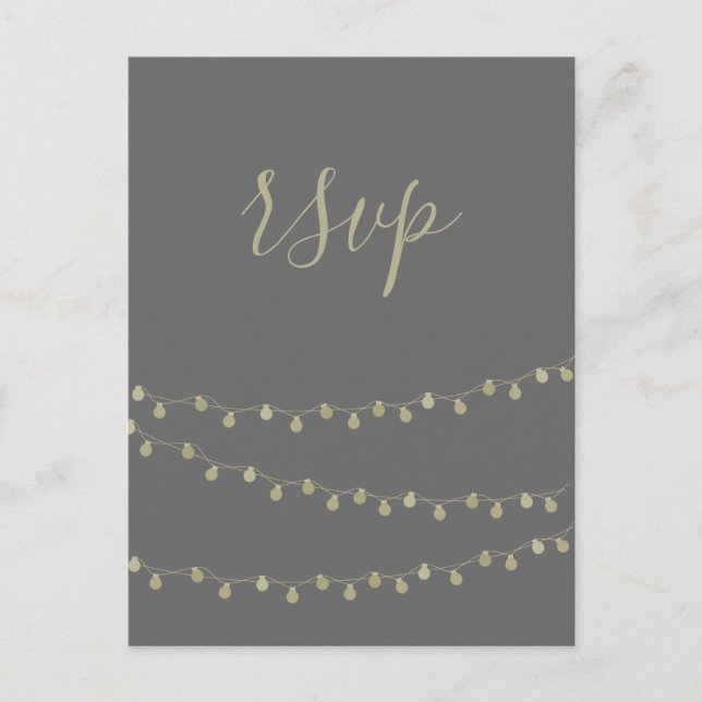 Tarjetas postales rsvp para bodas de pizarra de or (Anverso)