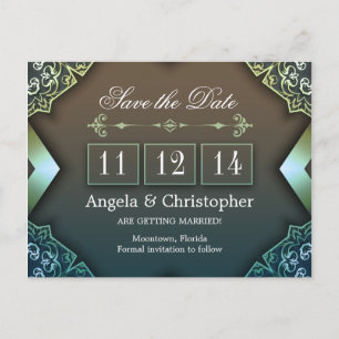 tarjetas postales vintage chic para guardar la fec